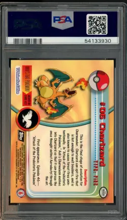 1999 Topps Pokemon TV Animation #6 Charizard PSA 9 MINT - Image 2