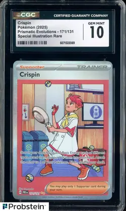 2025 Pokemon Prismatic Evolutions 171 Crispin Special Illustration Rare CGC 10 - Image 1