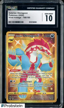 2020 Pokemon Vivid Voltage 198/185 Galarian Obstagoon CGC 10 GEM MINT - Image 1