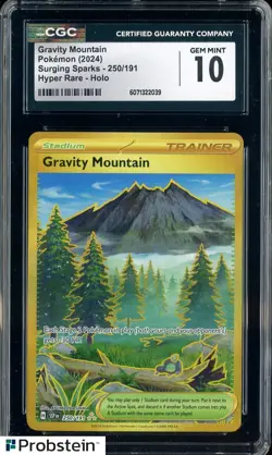 2024 Pokemon Surging Sparks 250/191 Gravity Mountain Hyper Rare Holo CGC 10 - Image 1