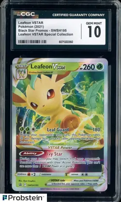 2021 Pokemon Black Star Promos SWSH195 Leafeon VSTAR Special Collection CGC 10 - Image 1