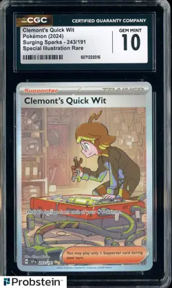 2024 Pokemon Surging Sparks 243 Clemonts Quick Wit Special Illustration R CGC 10 - Image 1