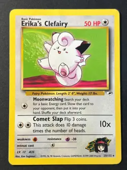Erika's Clefairy 25/132 Gym Heroes Rare - Pokemon Card MP - Image 1