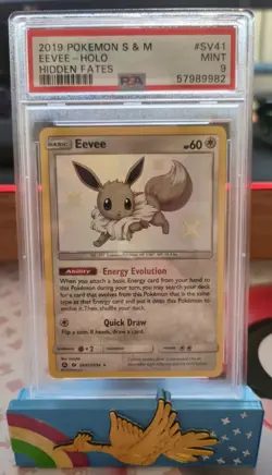 2019 POKEMON SUN & MOON HIDDEN FATES #SV41 EEVEE-HOLO - Shiny Vault - PSA 9 - Image 1