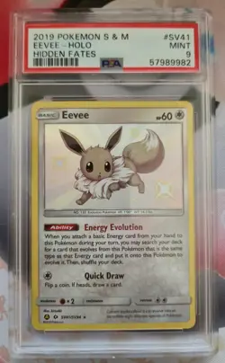 2019 POKEMON SUN & MOON HIDDEN FATES #SV41 EEVEE-HOLO - Shiny Vault - PSA 9 - Image 2
