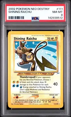 SHINING RAICHU 111/105 PSA 8 NEO DESTINY UNLIMITED SECRET RARE POKEMON ENGLISH - Image 1
