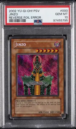 2002 YU-GI-OH! PSV-PHARAOH'S SERVANT REVERSE FOIL ERR #000 JINZO PSA 10 - Image 1