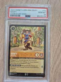 Disney Lorcana Goofy Musketeer PSA10 Gamescom 2023 Promo Card 12/P1 EN 1 - Image 1