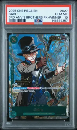 2025 ONE PIECE 3RD ANNIV TOURNAMENT 3 BROTHERS PACK WINNER #027 SABO PSA 10 - Image 1