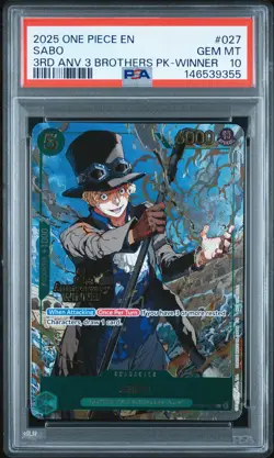 2025 ONE PIECE 3RD ANNIV TOURNAMENT 3 BROTHERS PACK WINNER #027 SABO PSA 10 - Image 1