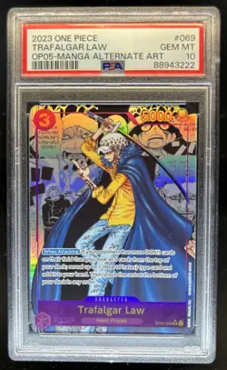 2023 One Piece New Era Trafalgar Law Super Rare Manga Art #OP05-069 PSA 10 - Image 1