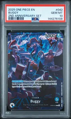 2025 ONE PIECE ENGLISH VERSION 2ND ANNIVERSARY SET #042 BUGGY PSA 10 - Image 1