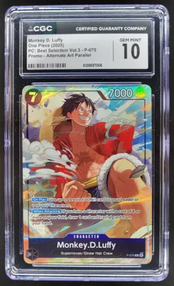 2025 ONE PIECE MONKEY D. LUFFY PROMO ALT ART P-075 CGC 10 RC7 - Image 1