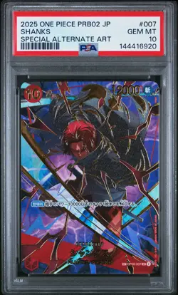 2025 ONE PIECE JAPANESE PRB02-PREMIUM BOOSTER SPECIAL ALT ART #007 SHANKS PSA 10 - Image 1