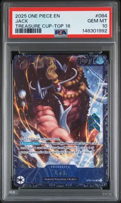 2025 ONE PIECE PROMOS TREASURE CUP-TOP 16 #084 JACK PSA 10 - Image 1