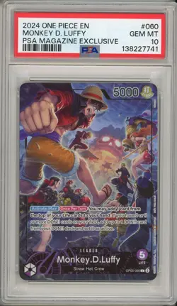 2025 One Piece English Monkey D. Luffy PSA Magazine Exclusive #060 PSA 10 - Image 1