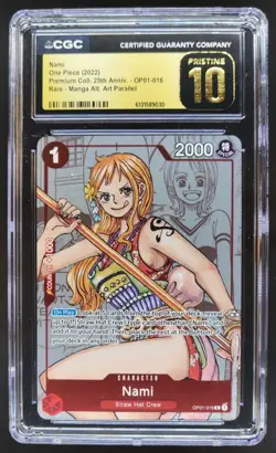 2022 ONE PIECE NAMI RARE MANGA ALT ART OP01-016 CGC 10 PRISTINE A PT - Image 1