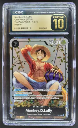 2026 ONE PIECE MONKEY D. LUFFY TIN PACK PROMO P-075 CGC 10 PRISTINE B PT - Image 1