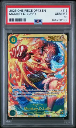2025 ONE PIECE OP13-CARRYING ON HIS WILL #118 MONKEY D. LUFFY PSA 10 - Image 1