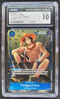 2026 ONE PIECE PORTGAS D. ACE PROMO P-074 CGC 10 B PT - Image 1