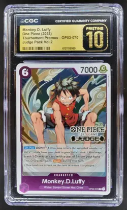 2023 ONE PIECE MONKEY D. LUFFY JUDGE PACK PROMO OP03-070 CGC 1-0 PRISTINE RC7 - Image 1