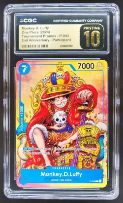 2024 ONE PIECE MONKEY D. LUFFY PROMO P-043 CGC 10 PRISTINE B PT - Image 1