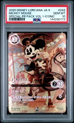 2025 DISNEY LORCANA JPN ICONIC #242 MICKEY MOUSE - BRAVE LITTLE PRINCE PSA 10 - Image 1
