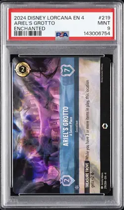 2024 DISNEY LORCANA EN 4-ENCHANTED #219 ARIEL'S GROTTO A SECRET PLACE PSA 9 - Image 1