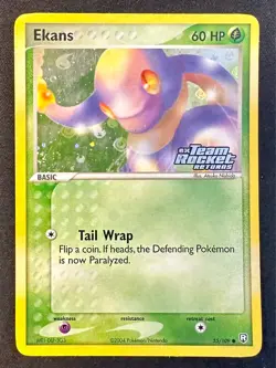 Ekans SWIRL! 55/109 2004 EX Team Rocket Returns Pokemon Card Reverse Holo - VLP - Image 1