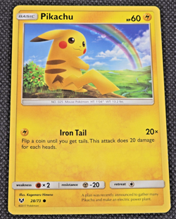 Pikachu 28/73 Shining Legends Regular Pokemon Card LM/NM -- L - Image 1