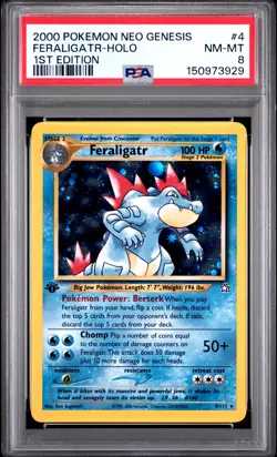 PSA 8 2000 POKEMON NEO GENESIS 1ST EDITION #4 FERALIGATR-HOLO PSA 8 - Image 1