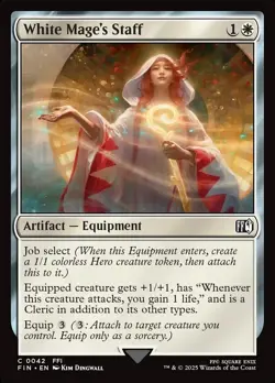MTG Final Fantasy 0042 White Mage's Staff Common FOIL NM - Image 1