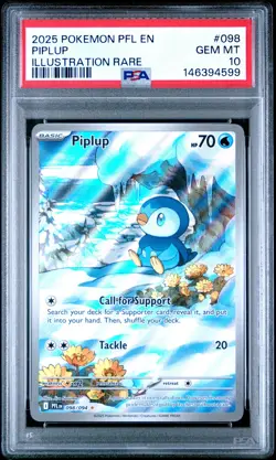 2025 POKEMON PFL EN-PHANTASMAL FLAMES ILLUSTRATION RARE #098 PIPLUP PSA 10 - Image 1
