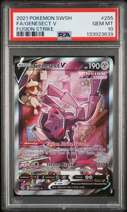 2021 POKEMON SWORD & SHIELD FUSION STRIKE #255 FULL ART/GENESECT V PSA 10 - Image 1
