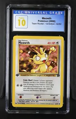 Pokemon Meowth 2000 Team Rocket - 1st Ed 62/82 CGC PRISTINE 10 - Image 1