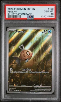 2024 POKEMON SSP EN-SURGING SPARKS ILLUSTRATION RARE #198 FEEBAS PSA 10 - Image 1