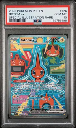 2025 POKEMON PFL EN-PHANTASMAL FLAMES SPECIAL ILLUSTRATION RARE ROTOM EX PSA 10 - Image 1