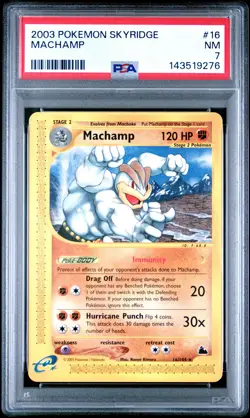 2003 POKEMON SKYRIDGE #16 MACHAMP PSA 7 - Image 1