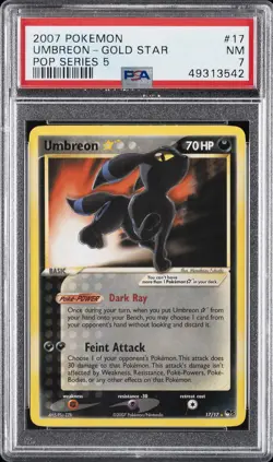 2007 POKEMON POP SERIES 5 #17 UMBREON-GOLD STAR PSA 7 - Image 1
