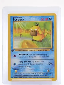 PSYDUCK 1999 POKEMON ORIGINAL FOSSIL 1ST EDITION COMMON J 53/62 Q2045 - Image 1