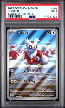 2025 POKEMON MEG EN-MEGA EVOLUTION ILLUSTRATION RARE #152 DELIBIRD PSA 9 - Image 1