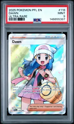 2025 POKEMON PFL EN-PHANTASMAL FLAMES ULTRA RARE #118 DAWN PSA 9 - Image 1