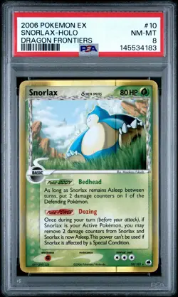 2006 POKEMON EX DRAGON FRONTIERS #10 SNORLAX-HOLO PSA 8 - Image 1
