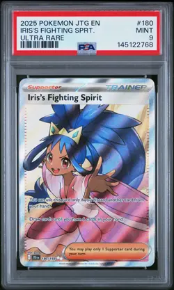 2025 POKEMON JTG EN-JOURNEY TOGETHER ULTRA RARE IRIS'S FIGHTING SPIRIT PSA 9 - Image 1