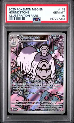 2025 POKEMON MEG EN-MEGA EVOLUTION ILLUSTRATION RARE #145 HOUNDSTONE PSA 10 - Image 1