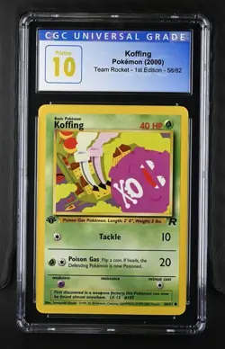 Pokemon Koffing 2000 Team Rocket - 1st Ed. 58/82 CGC PRISTINE 10 - Image 1