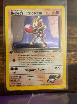 Rocket's Hitmonchan 11/132 Holo Rare Gym Heroes Pokemon 1st Edition Holo MP - Image 1