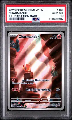 2023 POKEMON MEW EN-151 ILLUSTRATION RARE #168 CHARMANDER PSA 10 - Image 1