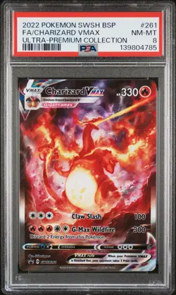 2022 POKEMON SWSH BLACK STAR PROMO #261 FULL ART/CHARIZARD VMAX PSA 8 - Image 1