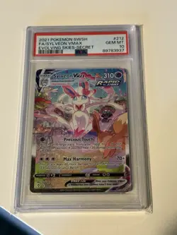 PSA 10 GEM MINT Sylveon VMAX 212/203 Alt Art Evolving Skies Holo Pokemon Card - Image 1